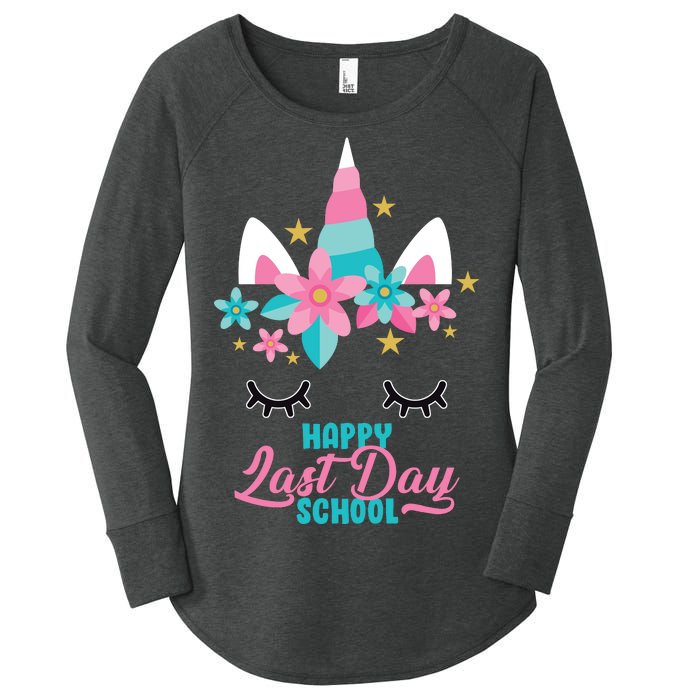 Happy Last Day Of School Unicorn Face Women's Perfect Tri Tunic Long Sleeve Shirt