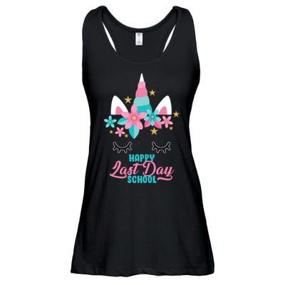 Happy Last Day Of School Unicorn Face Ladies Essential Flowy Tank