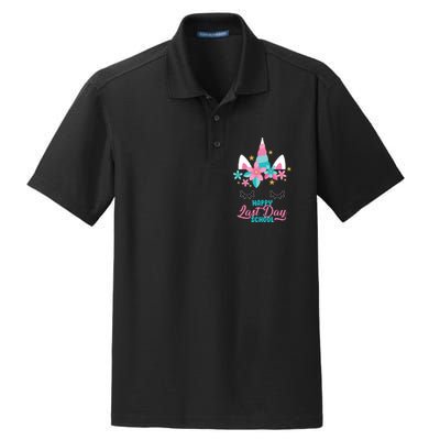 Happy Last Day Of School Unicorn Face Dry Zone Grid Polo