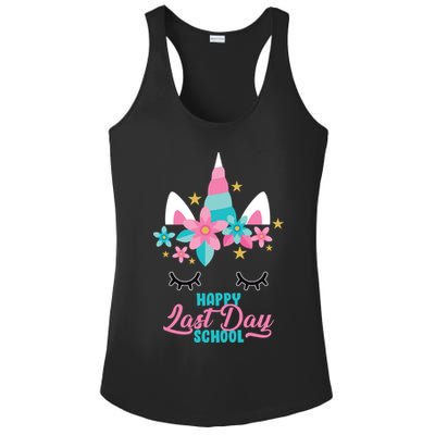 Happy Last Day Of School Unicorn Face Ladies PosiCharge Competitor Racerback Tank