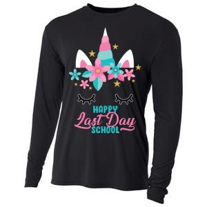 Happy Last Day Of School Unicorn Face Cooling Performance Long Sleeve Crew