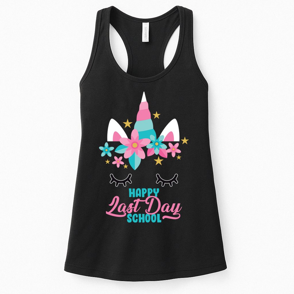 Happy Last Day Of School Unicorn Face Womens Tank Top