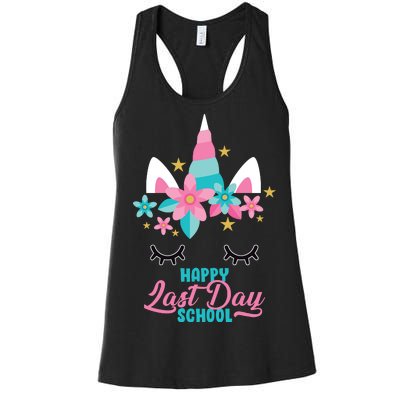 Happy Last Day Of School Unicorn Face Women's Racerback Tank