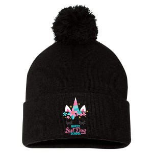 Happy Last Day Of School Unicorn Face Pom Pom 12in Knit Beanie