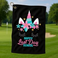 Happy Last Day Of School Unicorn Face Golf Towel