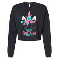 Happy Last Day Of School Unicorn Face Cropped Pullover Crew
