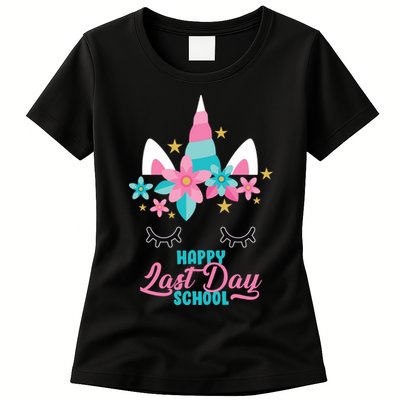 Happy Last Day Of School Unicorn Face Womens T-Shirt