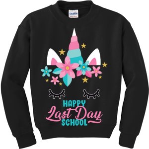 Happy Last Day Of School Unicorn Face Kids Sweatshirt