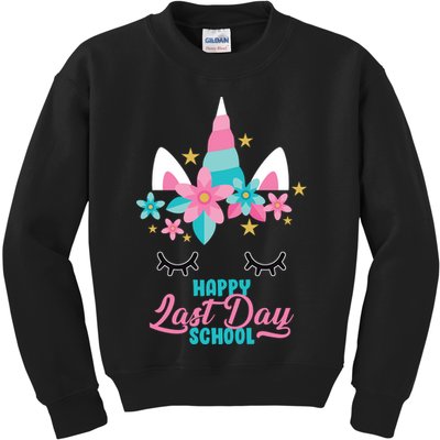 Happy Last Day Of School Unicorn Face Kids Sweatshirt