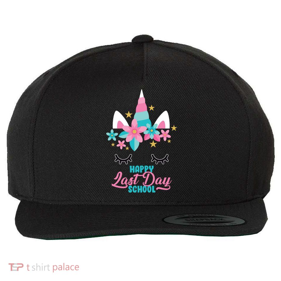 Happy Last Day Of School Unicorn Face Wool Snapback Cap