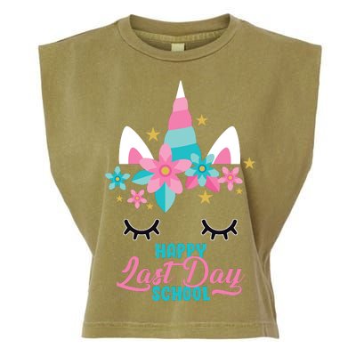 Happy Last Day Of School Unicorn Face Garment-Dyed Women's Muscle Tee