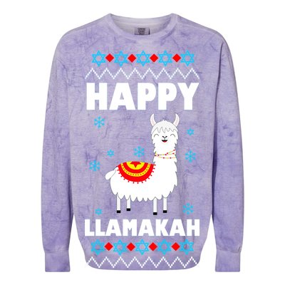 Happy Llamakah Llama Hanukkah Colorblast Crewneck Sweatshirt