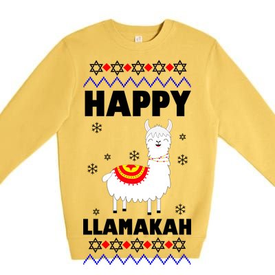 Happy Llamakah Llama Hanukkah Premium Crewneck Sweatshirt