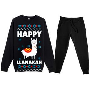 Happy Llamakah Llama Hanukkah Premium Crewneck Sweatsuit Set