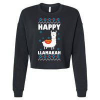 Happy Llamakah Llama Hanukkah Cropped Pullover Crew