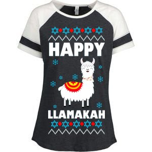 Happy Llamakah Llama Hanukkah Enza Ladies Jersey Colorblock Tee