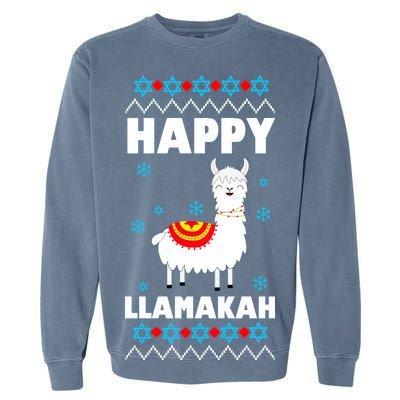 Happy Llamakah Llama Hanukkah Garment-Dyed Sweatshirt