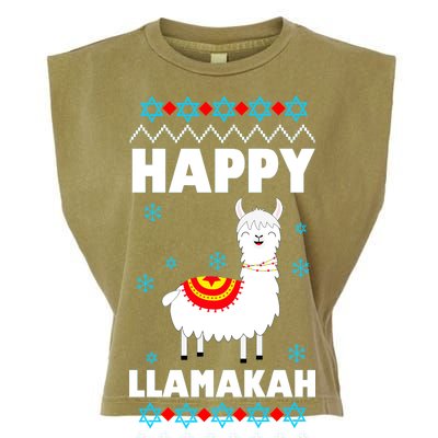 Happy Llamakah Llama Hanukkah Garment-Dyed Women's Muscle Tee