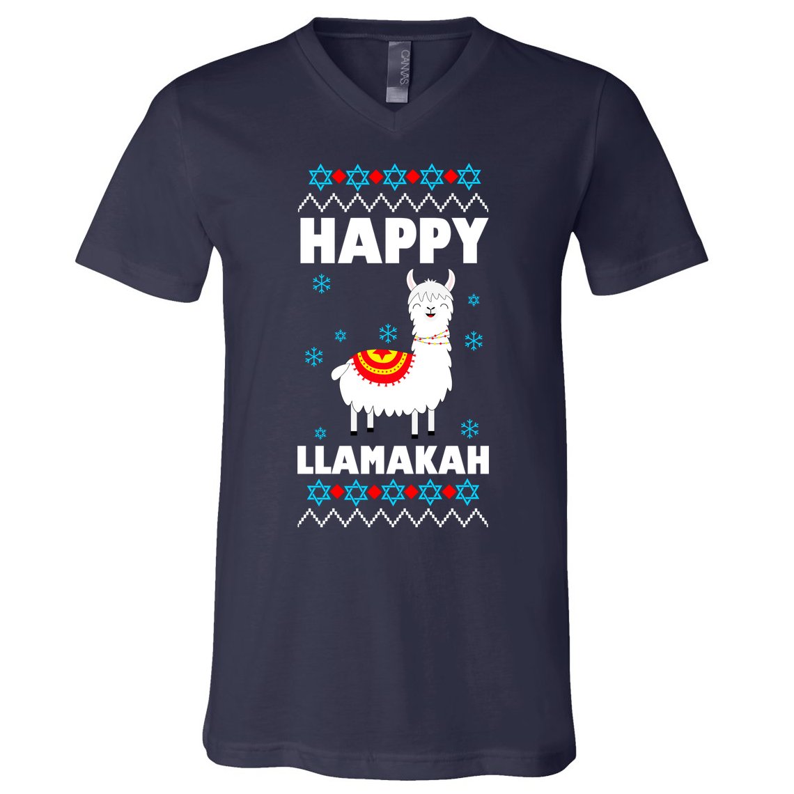 Happy Llamakah Llama Hanukkah V-Neck T-Shirt