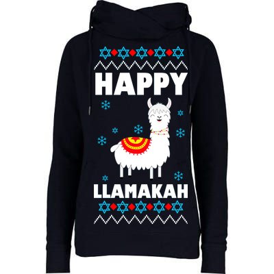 Happy Llamakah Llama Hanukkah Womens Funnel Neck Pullover Hood