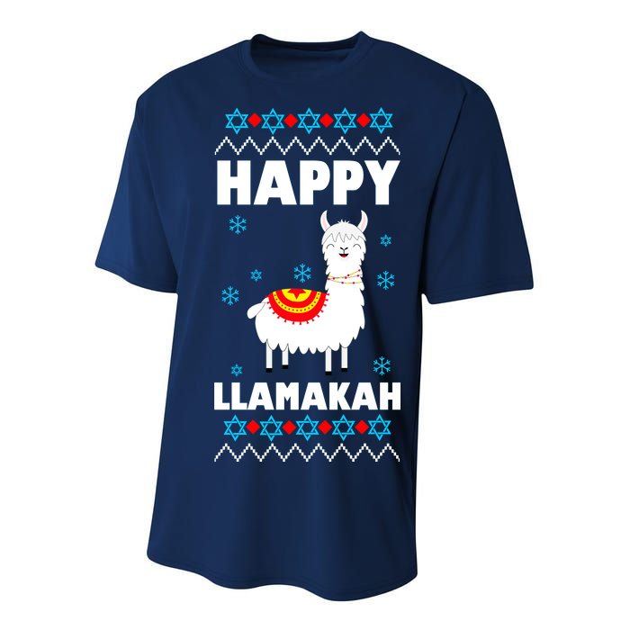 Happy Llamakah Llama Hanukkah Youth Performance Sprint T-Shirt