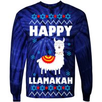 Happy Llamakah Llama Hanukkah Tie-Dye Long Sleeve Shirt