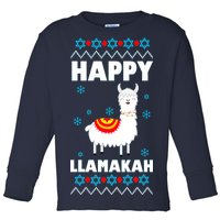 Happy Llamakah Llama Hanukkah Toddler Long Sleeve Shirt