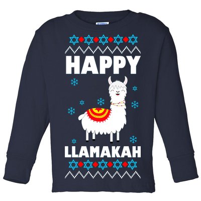 Happy Llamakah Llama Hanukkah Toddler Long Sleeve Shirt