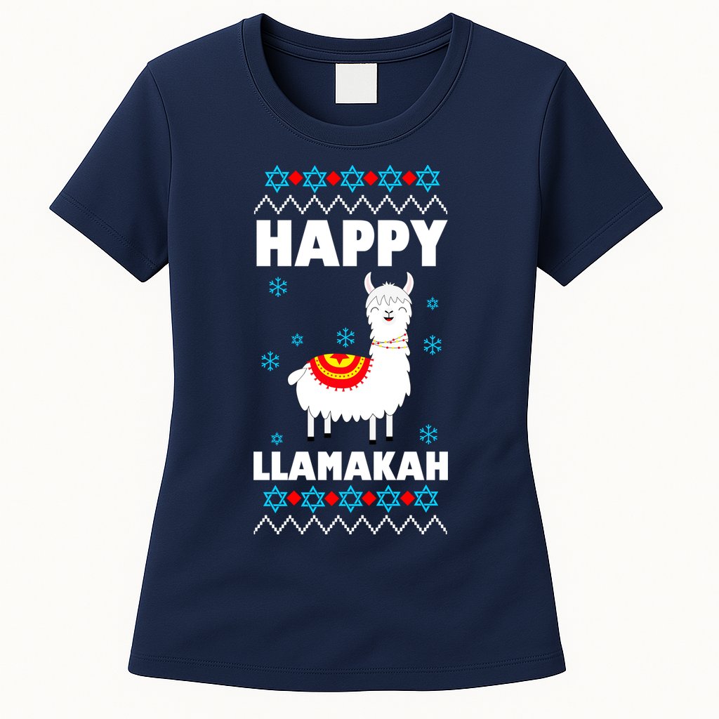 Happy Llamakah Llama Hanukkah Womens T-Shirt