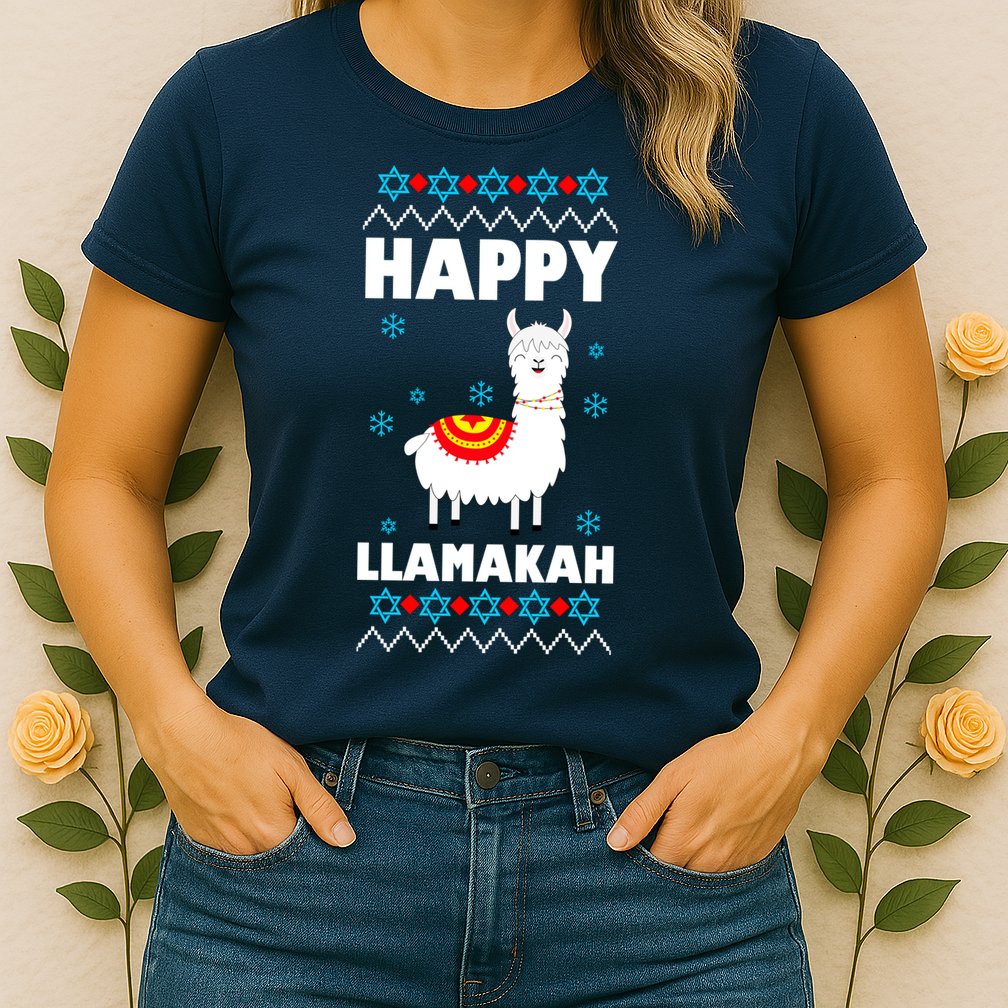 Happy Llamakah Llama Hanukkah Womens T-Shirt