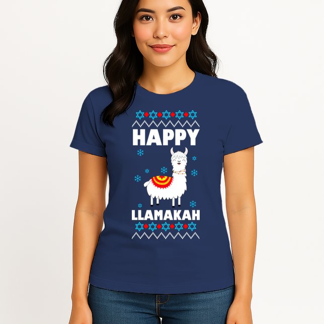 Happy Llamakah Llama Hanukkah Womens T-Shirt