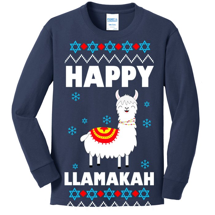 Happy Llamakah Llama Hanukkah Kids Long Sleeve Shirt