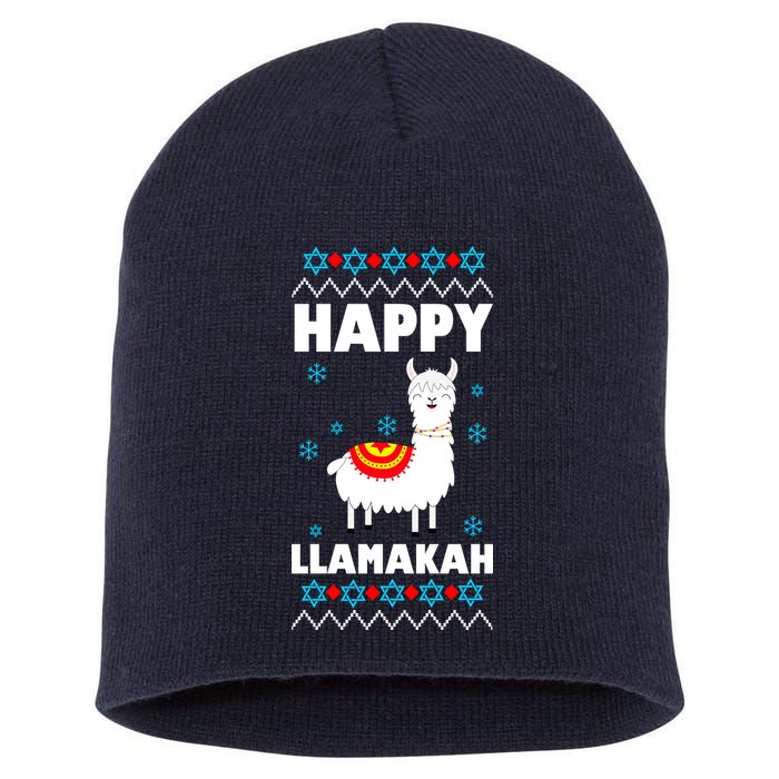 Happy Llamakah Llama Hanukkah Short Acrylic Beanie