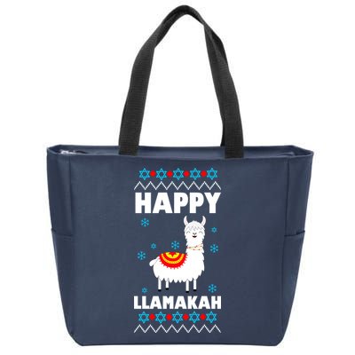 Happy Llamakah Llama Hanukkah Zip Tote Bag