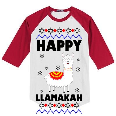 Happy Llamakah Llama Hanukkah Kids Colorblock Raglan Jersey