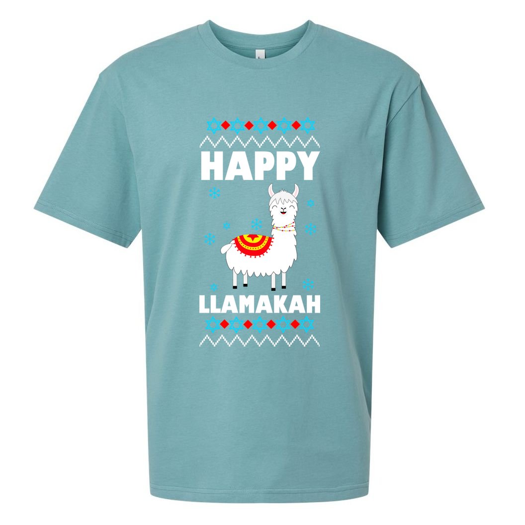 Happy Llamakah Llama Hanukkah Sueded Cloud Jersey T-Shirt
