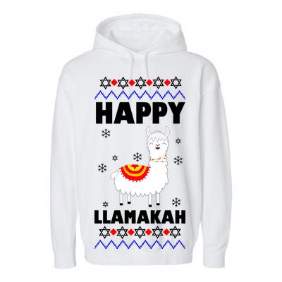 Happy Llamakah Llama Hanukkah Garment-Dyed Fleece Hoodie