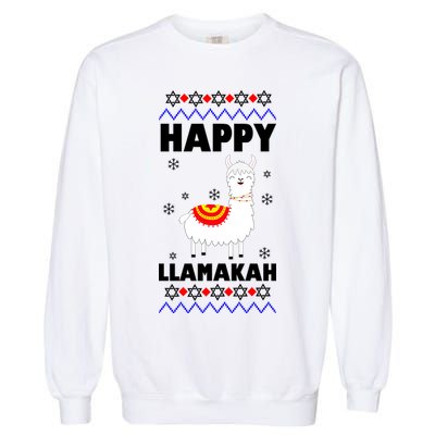 Happy Llamakah Llama Hanukkah Garment-Dyed Sweatshirt