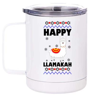 Happy Llamakah Llama Hanukkah 12 oz Stainless Steel Tumbler Cup