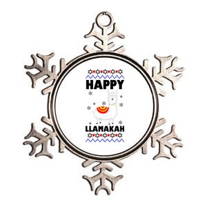 Happy Llamakah Llama Hanukkah Metallic Star Ornament