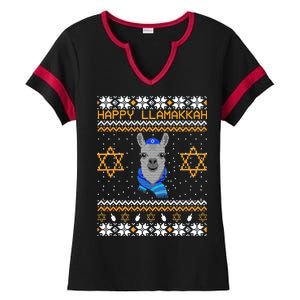 Happy Llamakah Ugly Hanukkah Ladies Halftime Notch Neck Tee