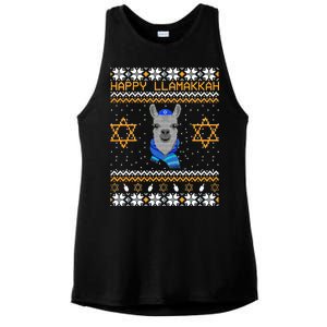 Happy Llamakah Ugly Hanukkah Ladies PosiCharge Tri-Blend Wicking Tank