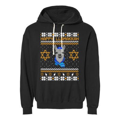 Happy Llamakah Ugly Hanukkah Garment-Dyed Fleece Hoodie