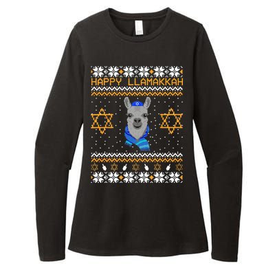 Happy Llamakah Ugly Hanukkah Womens CVC Long Sleeve Shirt