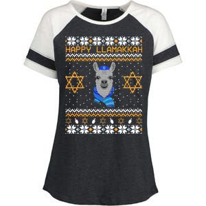 Happy Llamakah Ugly Hanukkah Enza Ladies Jersey Colorblock Tee