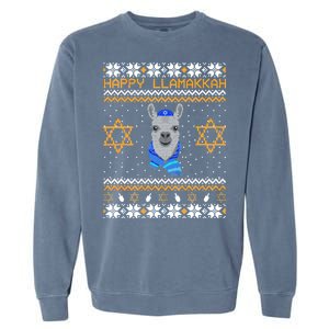 Happy Llamakah Ugly Hanukkah Garment-Dyed Sweatshirt