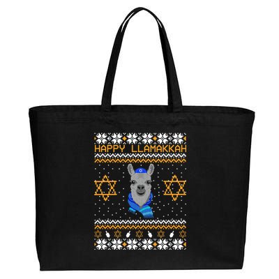 Happy Llamakah Ugly Hanukkah Cotton Canvas Jumbo Tote