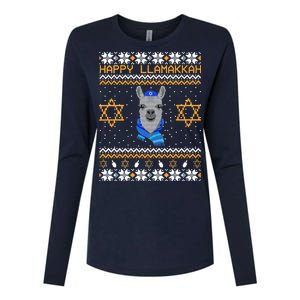 Happy Llamakah Ugly Hanukkah Womens Cotton Relaxed Long Sleeve T-Shirt