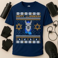 Happy Llamakah Ugly Hanukkah Cooling Performance Crew T-Shirt