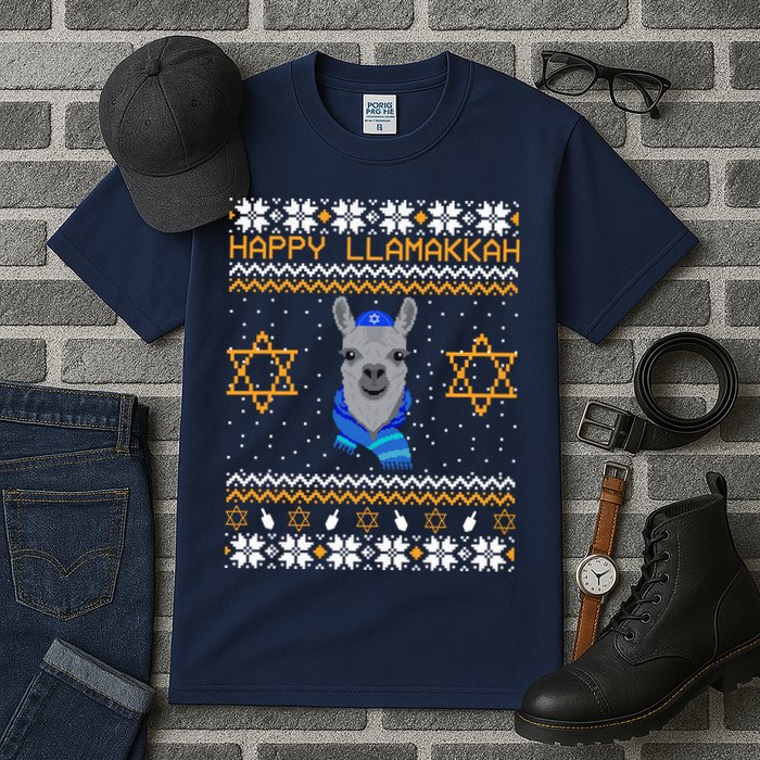 Happy Llamakah Ugly Hanukkah Tall T-Shirt